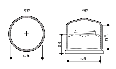 タケネ フランジナット用カバー(黒色)(軟質塩化ビニール・PVC) 製品図面