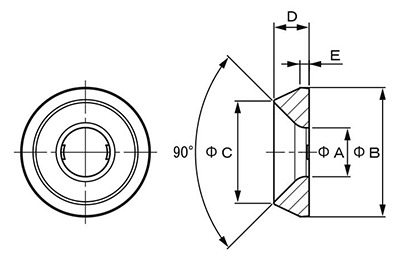 ナイロン6(PA) 飾りワッシャー(007-0)(皿ねじ用・台形型) 製品図面