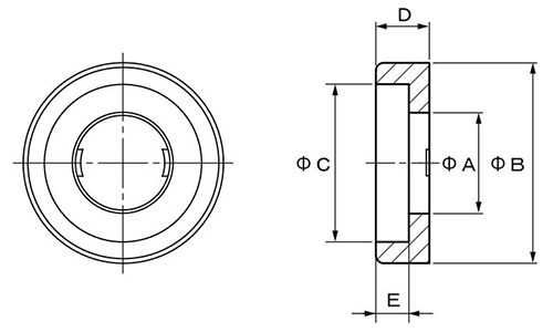 ナイロン6(PA) 飾りワッシャー(007-2)(平ビス用・平型) 製品図面
