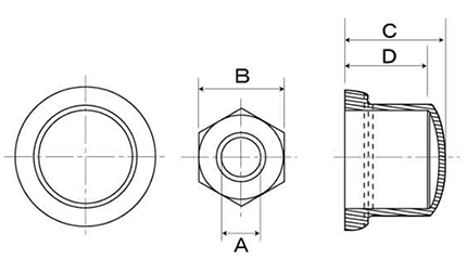 六角ナット用キャップ (白色)(ポリエチレン製) 製品図面