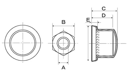 六角ナット用キャップ 座金付きISO用(白色)(ポリエチレン製) 製品図面