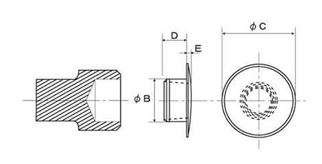 六角穴付きボルト用 キャップ(白色)(ポリエチレン製) 製品図面