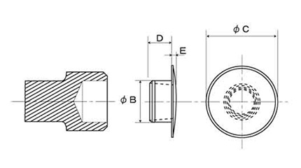 六角穴付きボルト用 キャップ(黒色)(ポリエチレン製) 製品図面