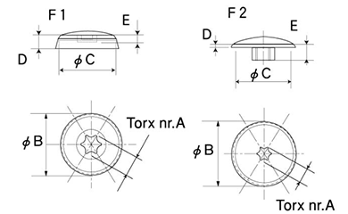 TORX用キャップ(白色)(ポリエチレン製) 製品図面