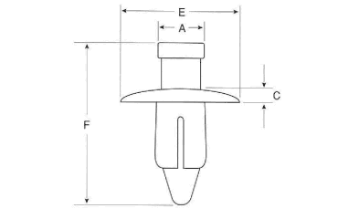ニフコ プッシュリベット(樹脂製リベット) 製品図面