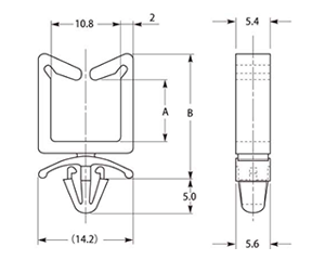 66ナイロン ワイヤーサドル(WS-U・定格105℃)(白色 配線クランプ) 製品図面