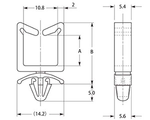 66ナイロン ワイヤーサドル ワイド型 (WWS-U・定格 105℃)(白色 配線クランプ) 製品図面