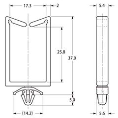 66ナイロン ワイヤーサドル エッジレスタイプ (WSR-U・定格 85℃)(白色 配線クランプ) 製品図面