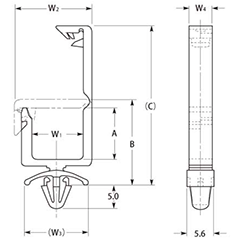 66ナイロン ワイヤーサドル ロックタイプ (PLWS・定格 85℃)(ナチュラル色 配線クランプ) 製品図面