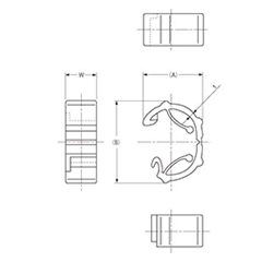 6ナイロン クリップル 結束タイプ (KU-U)(白色 配線クランプ) 製品図面
