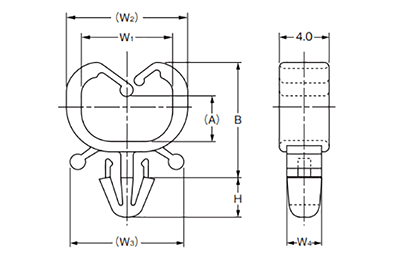 ナイロン6 ハーネスクリップ (HC)(小配線用/ナチュラル色) 製品図面