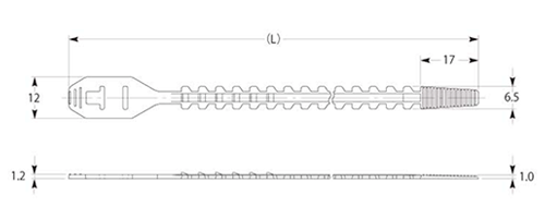 ポリエチレン ミニベルトB 簡易束線バンド(最大内径φ30)(B)(ナチュラル色) 製品図面