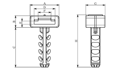 樹脂製 コンクリートアンカー(配線簡単固定具)(CA1)(ヘラマンタイトン製) 製品図面