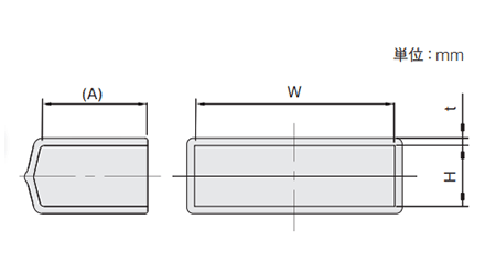 岩田製作所 保護キャップ フラットバー用 灰色(PVC/RoHS10)(HLGYF-B)(ボックス入) 製品図面