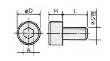 アルミ 六角穴付きボルト(キャップスクリュー)(ACBT-BU/青アルマイト) 製品図面