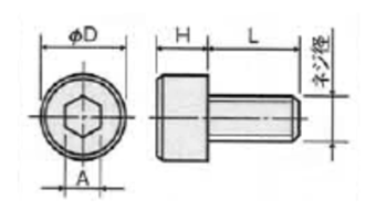 アルミ 六角穴付きボルト(キャップスクリュー)(ACBT-G/金アルマイト) 製品図面
