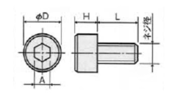 アルミ 六角穴付きボルト(キャップスクリュー)(ACBT-R/赤アルマイト) 製品図面