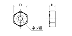 アルミ 六角ナット(1種)(ANT-00)(ミリネジ) 製品図面