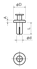 アルミ(A1070) プッシュリベット (AP-0000) 製品図面