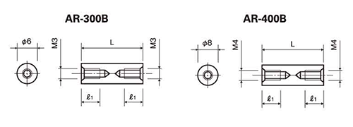 ジュラコン(POM)(黒色)丸型スペーサー 両メスねじ AR-B (ネジ径x長さ) 製品図面