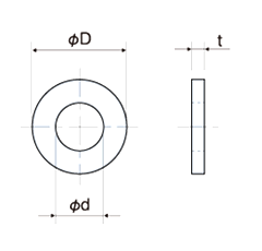 アルミ 丸型平座金 (丸ワッシャー)(AW-0000-00)(内径x外径x厚)(JIS規格相当) 製品図面