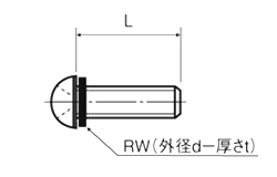 黄銅(+)ナベ頭セムス小ねじ NBRワッシャー(RW)組込 / B-0000-R (RoHS2対応)(Niメッキ) 製品図面