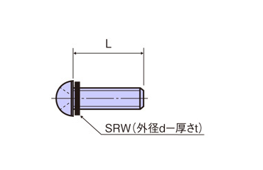 黄銅(+)ナベ頭セムス小ねじ シリコンゴムワッシャー(SRW付)組込 / B-0000-SR (RoHS2対応) 製品図面