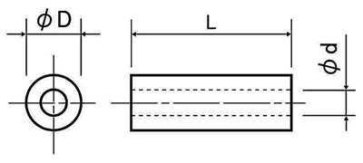 ABS樹脂 丸型中空スペーサー CA (パイプ形状品)(アイボリー色) 製品図面