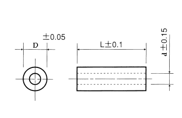 黄銅 (鉛レス)丸型中空 スペーサー CE-N (金環)パイプ形状品 製品図面