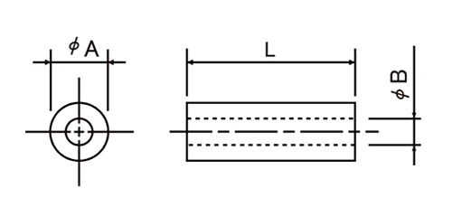 (ROHS対応)鉄(快削鋼) スペーサー CF-E (金環)パイプ形状品 製品図面