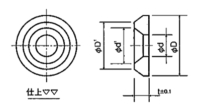 ジュラコン(POM) ローゼットワッシャー(山型座金) DRW-00 (乳白色) 製品図面