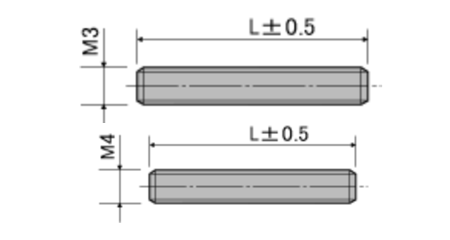 黄銅(C3604BD) 寸切 全ねじ(精密ロングねじ) / ERB-AC (RoHS2対応) 脱脂 製品図面
