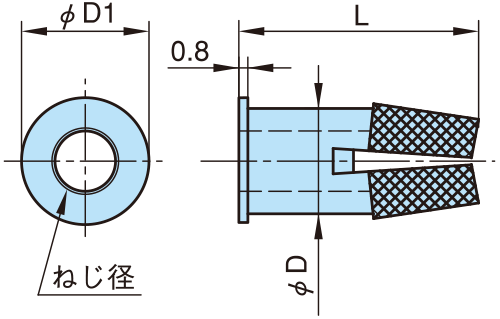 黄銅(カドミレス) ダッヂインサート(フランジ型) / HFD 製品図面