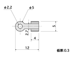 黄銅 ラグ端子 (HRT-300G) (金メッキ) 製品図面