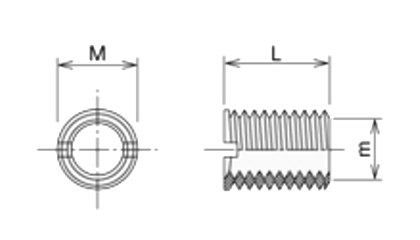 黄銅(カドミレス) インサートナット ネジ込式(スリ割付)(IRB-SC)(脱脂処理) 製品図面