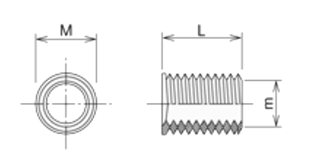 黄銅(カドミレス) インサートナット ネジ込式(IRB-C)(脱脂処理) 製品図面