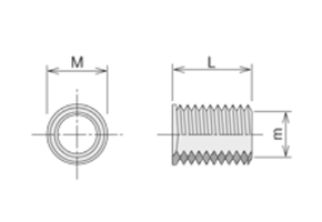 黄銅(カドミレス) インサートナット ネジ込式(緩み止め塗布) IRB-W(内径；並目/外径：細目)(ニッケルメッキ) 製品図面