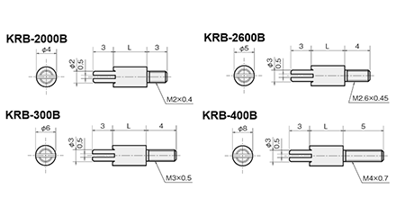 黄銅 (カドミウムレス) 電源はんだスペーサー (スペーサータイプ端子)(金フラッシュ)(KRB-B) 製品図面