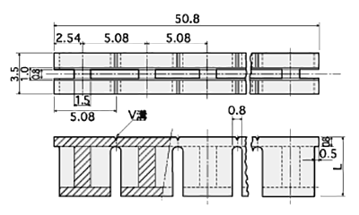 LED取付スペーサー(連続取付、縦横兼用型) / LDZ-300C (PBT材) 製品図面