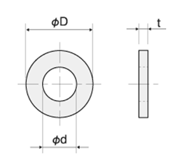 ポリスライダー平座金 (ワッシャー)(LL)(内径x外径x厚) 製品図面