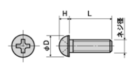 ナイロン66 (樹脂製)(+)ナベ頭 小ねじ 半透明 (N-0000) 製品図面
