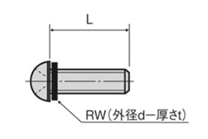 ナイロン66(樹脂製)(+)ナベ頭 セムス小ねじ(NBR座金付/黒)(N-0000-R)(半透明) 製品図面