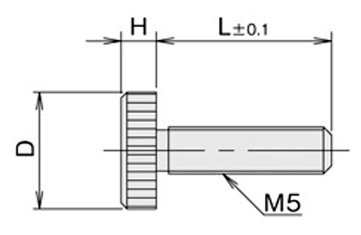 黄銅 ローレットツマミビス(低頭) / NB-Z5G (頭部 D16xH5)(ニッケルメッキ) 製品図面