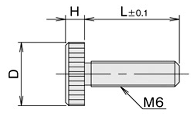 黄銅 ローレットツマミビス(低頭) / NB-Z6G (頭部 D16xH6)(ニッケルメッキ) 製品図面