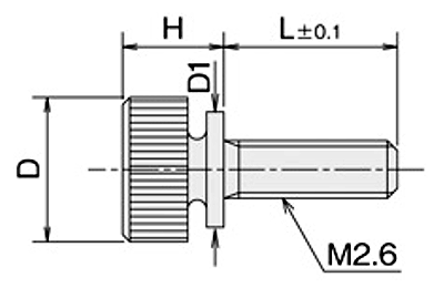 黄銅 ローレットツマミビス (ツバ付) / NB-IC (頭部 D8xH7)(ニッケルメッキ) 製品図面