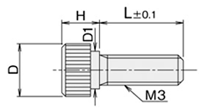 黄銅 ローレットツマミビス (段付) / NB-ID (頭部 D8xH6)(ニッケルメッキ) 製品図面