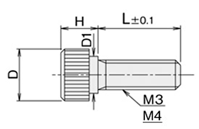 黄銅 ローレットツマミビス (段付) / NB-LD (頭部 D8xH10)(ニッケルメッキ) 製品図面