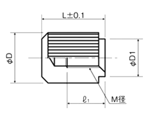 黄銅(カドミレス) ローレットナット(段付、袋型) NBNT-DB (黒色塗装) 製品図面