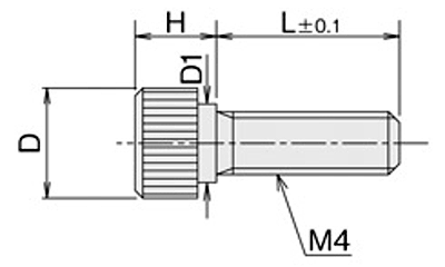 黄銅 ローレットツマミビス (段付) / NB-QD (頭部 D10xH8)(ニッケルメッキ) 製品図面