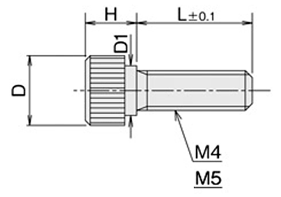 黄銅 ローレットツマミビス (段付) / NB-RD (頭部 D10xH10(ニッケルメッキ) 製品図面